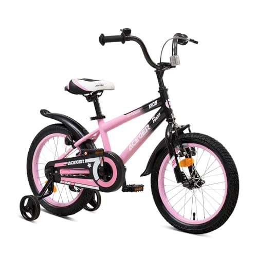 ACEGER Simon Kids Bike for Boys Girls Toddlers, Unisex for Aged 3-13 Years, 12 14 16 18 Inch Children Bicycle with Training Wheels, 20 Inch Bike with Kickstand