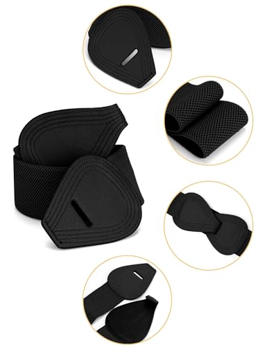 Allegra K Plus Size Interlock Buckle 8-shaped Faux Leather Elastic Belt Cinch Waistband for Lady2