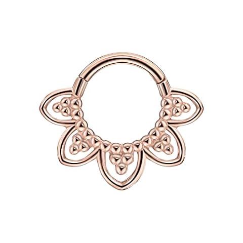 FANSING Surgical Steel Septum Jewelry 16g 8mm Flower Septum Rings for Women Rose Gold/Gold/Silver, Metal, not known Cover