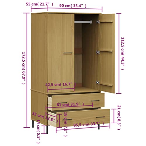 Armadio de madera OSLO 90x55 cm con patas de metal marrón para dormitorio 4