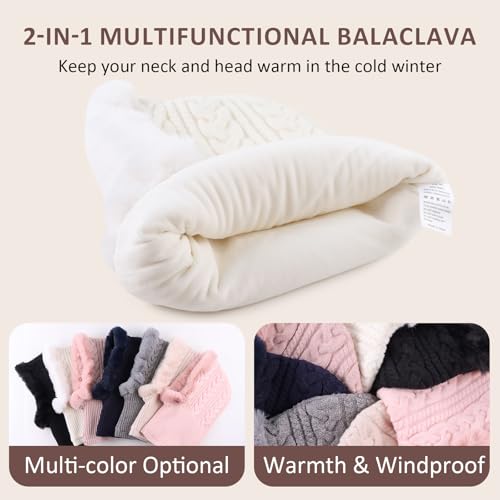 Image of Winter Fleece Balaclava Warm Men Hood Hat Knitted Hooded Scarf for Women Unisex Skull Cap
