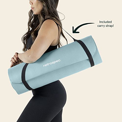 Image of Retrospec Solana Yoga Mat 1 inch Thick w /Nylon Strap for Men & Women - Non Slip Exercise Mat for Home Yoga, Pilates, Stretching, Floor & Fitness Workouts