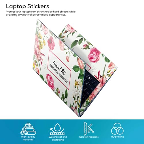 Image of Galaxsia Floral D20 Full Body Vinyl Laptop Skin /Sticker /Cover Upto 15.6 Inches Laptops Laminated-Removable-HD Quality Compatible for Hp-Dell-Sony-Lenovo-Asus etc.(15x10 Inches)