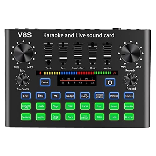 WDWDW Mezclador de Audio Profesional, Tarjeta de Sonido para teléfono V8S, micrófono Bluetooth, Equipo de transmisión en Vivo, computadora, micrófono Universal, Cambiador de Voz