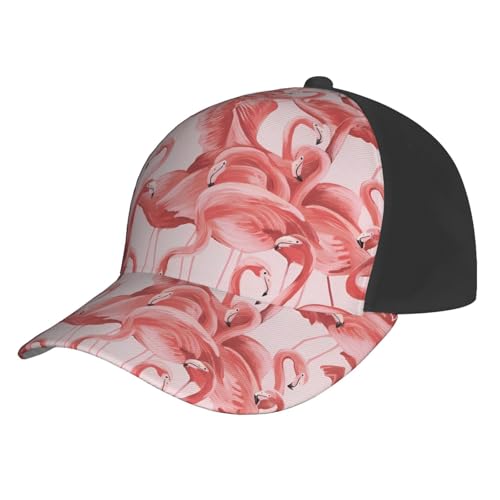 Gorra de béisbol con estampado de flamencos para hombre y mujer, gorra ajustable para correr, moda al aire libre, transpirable, color negro