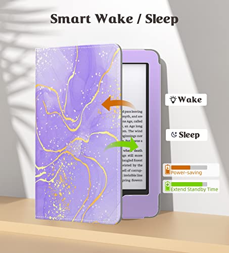 Image of MoKo Case Fits All-new 6 inch Kindle(11th Generation, 2024 /2022 Release) / Kindle(10th Gen,2019) /Kindle(8th Gen, 2016), Ultra Lightweight PU Shell Cover with Auto Wake /Sleep for Kindle 2024, Gilt Lavender