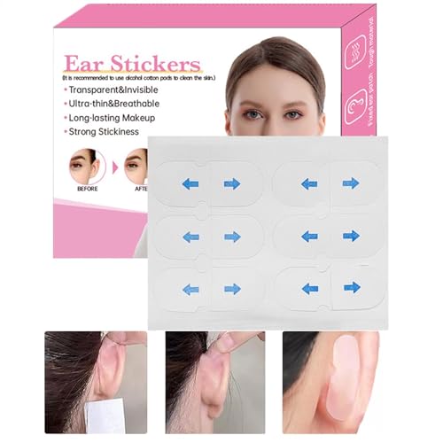 Cinta para aretes para niños, 30 parches transparentes de soporte para orejas, adhesivos para orejas para pegar orejas hacia atrás, 30 parches transparentes de soporte para las orejas, calcomanías