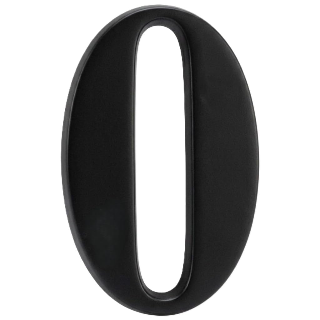 3" Self Adhesive Door Number, Times Roman, Black, 0