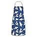 MSINCUDJ Delantales de Cocina, Delantal de Cocina de diseño náutico con diseño náutico de Shark Danger Humor con Bolsillos, Delantal de Chef Impermeable, Babero Ajustable para Unisex
