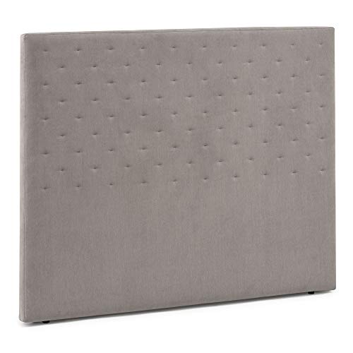 Cabecero tapizado Malta 140x115 cm Color Gris, Acolchado con Espuma, Bordado Efecto capitoné, 8 cm de Grosor, Incluye herrajes para Colgar Cover