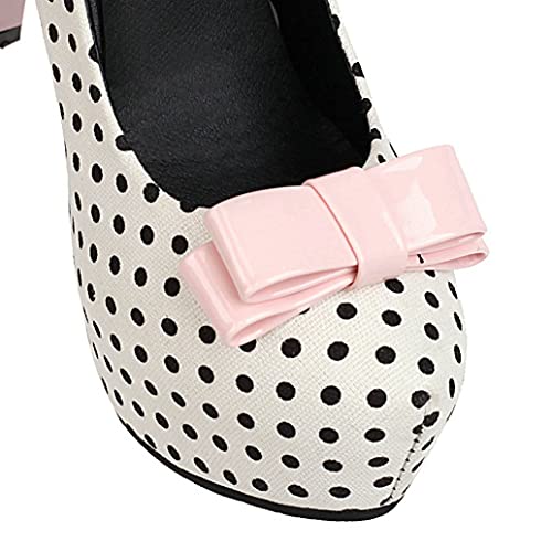 Meefit Women Polka Dot Pumps Stiletto High Heels Platform Pumps with Bow Tie3