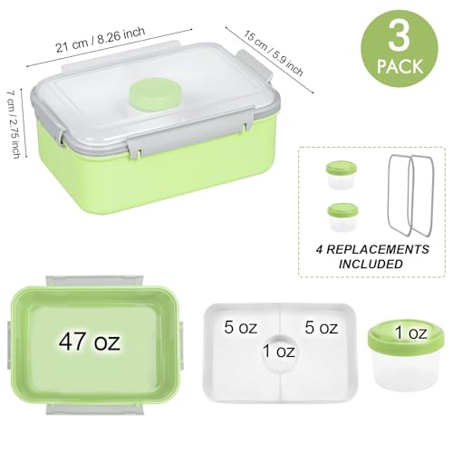 47oz Salad Lunch Container To Go, 3 Pack Salad Bowls Bento Lunch Boxes - image 3