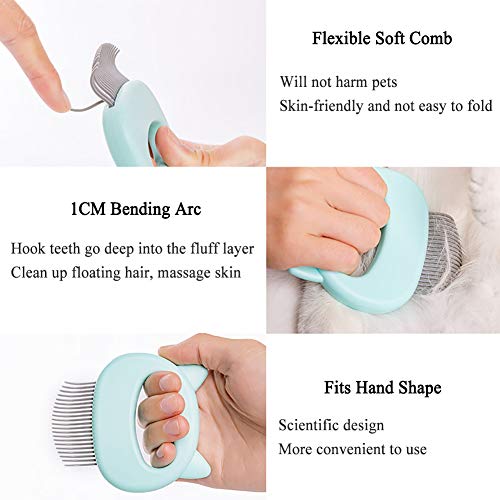 Cat Comb Pet Short & Long Hair Removal Massaging Shell Comb Soft Deshedding Brush Grooming and Shedding Matted Fur Remover Massage Dematting Tool for Dog Puppy Rabbit (Pink)