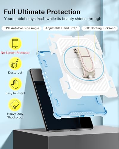ROISKIN Case for iPad 6th/5th Generation 9.7 Inch: Heavy Duty Shockproof Rugged Protective Cover for Air 2/ Pro 9.7 2017/2018 with 360 Rotation Stand/Hand Strap for Kids Boys Girls (Blue) - Image 2