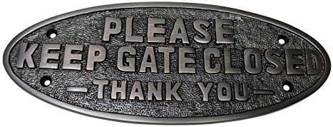 Adonai Hardware Oval Please Keep Gate Closed Brass Door Sign (Oil Rubbed Bronze)