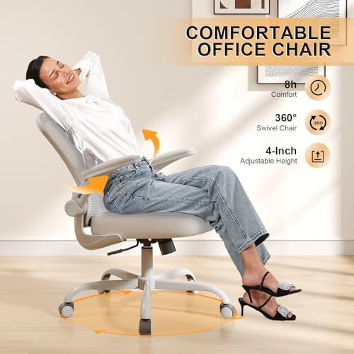 Image of Office Chair, Ergonomic Desk Chairs 330LBS Capacity High Back Mesh Computer Chair with Flip-up Armrests, Comfy Work Chair with Adjustable Lumbar Support