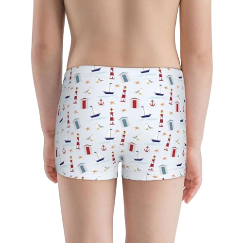 Boys' Cotton Boxer Brief Soft Underwear-Nautical Lighthouse Sailboat3