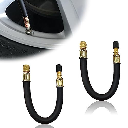 Image of 2pcs Flexible Tire Valve Stem Extenders, 8.25 Inch Valve Stem Extenders Compatible with Harleys, RV, Bicycles, Stroller, Motorcycles and Portable Air Compressor