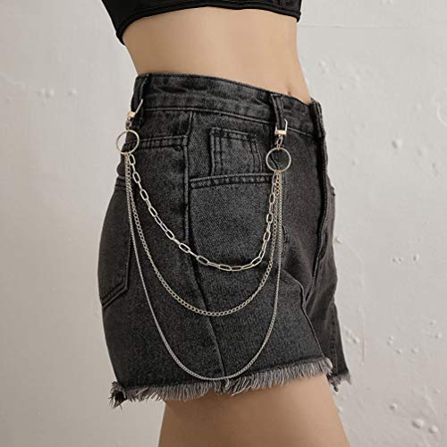 NUOBESTY Jeans Correntes Carteira Corrente Bolso Corrente Cinto Correntes Hip Hop Calça Corrente com
