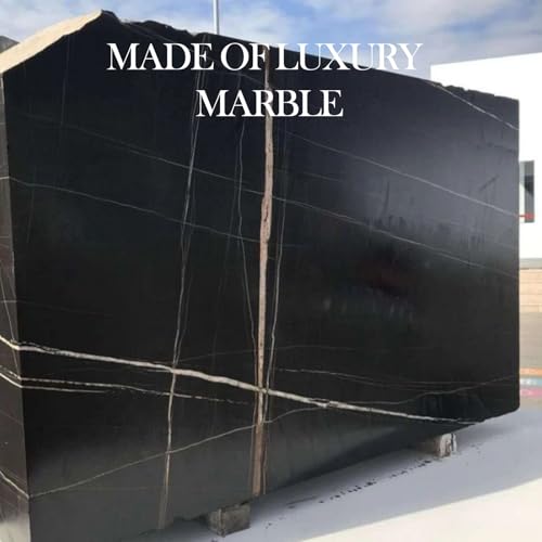 Image of Koville Natural Black Marble Tray, 12 inchx6 inch Decorative Tray for Countertop, Catchall for Perfume, Candles, Jewelry Dish