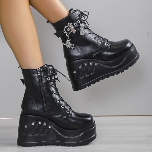 Image of Ulalaza Women Mary Jane Dress Pumps Lolita Shoes Cute Platform Gothic Double Ankle Strap Round Toe Chunky Heel Uniform Pumps Shoes Perfect for School Party Business Work Dance Date Night Club