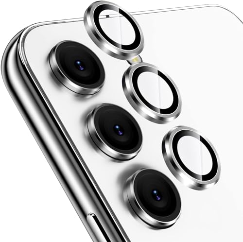 Image of Skinomi Camera Lens Protector Compatible with Samsung Galaxy S23 5G [Anti-Scratch] Premium Tempered Glass Film Aluminum Alloy Lens Ring Cover,Silver Titanium