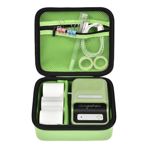 casmilee Tasche für NIIMBOT Etikettendrucker B1 / B21, für SUPVAN T50M Pro, Tragetasche für Selbstklebendes Etikettiergerät Bluetooth Beschriftungsgerät Sticker Drucker, Grün