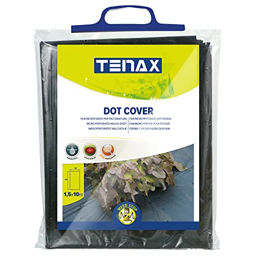 TENAX Film de Paillage Dot Cover 1,50x10 m Noir, Film Micro Perforé Perméable Anti-Mauvaises Herbes pour Paillage, Idéal pour Potager, pour Légumes et Fraises