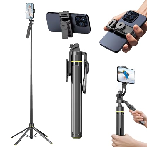 Image of Kratos K34, 71 inch Long Tripod Stand, Pop Up Auto Open Tripod 360 Rotatable, Long Extendable Bluetooth Selfie Stick with 1 /4 inch Screw for Mobile Phone Camera Gopro Vlogging YouTube Travel
