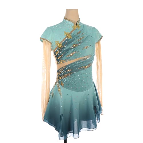 VVieer Collant de ginástica para meninas competição manga longa strass ginástica collant competição
