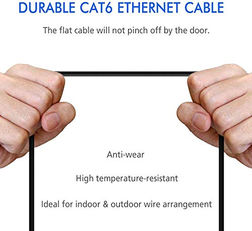 Image of ODOM Cat7 Ethernet Cable 50 ft Flat Black, Cat7 Internet Patch Cord with Cable Clips & Labels, Long 10 Gigabit High Speed Ethernet Cable, RJ45 Network LAN Cable for PS4, Modem, Router, Switch