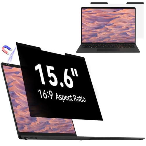 Mamol Magnetic Laptop Privacy Screen 15.6 inch 16:9 Aspect, Removable Anti Glare Protector Blue Light Privacy Screen Filter