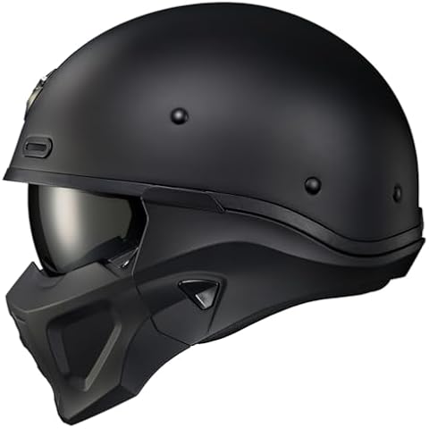 ScorpionEXO Covert X Open Face Half Shell 3/4 Motorcycle Helmet Comm Ready Speaker Pockets DOT Solid (Matte Black - X-Large) Cover