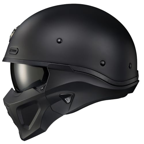ScorpionEXO Covert X Open Face Half Shell 3/4 Motorcycle Helmet Comm Ready Speaker Pockets DOT Solid (Matte Black - Large)