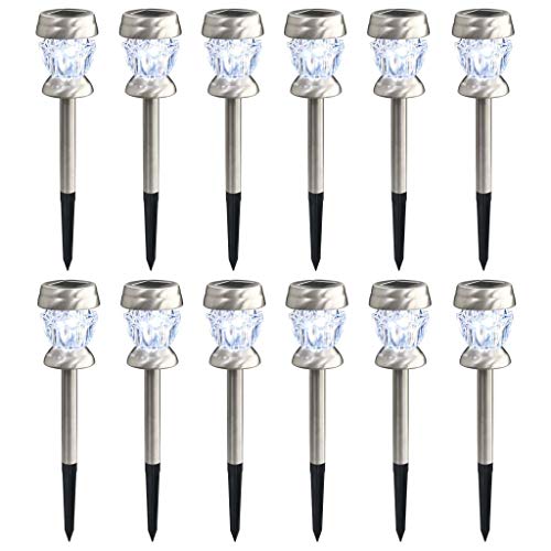 FAMIROSA Lámparas solares pie 12 Unidades LED Blanca