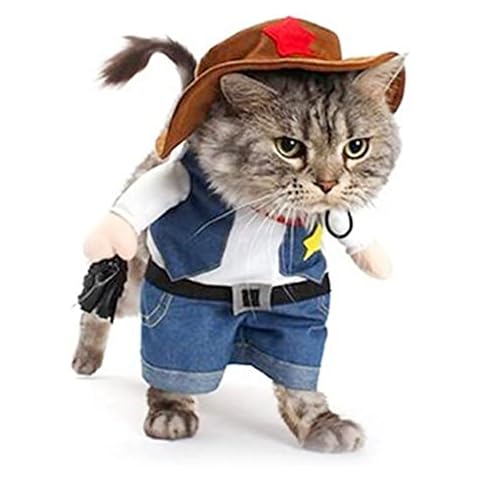 TTCI-RR Dogs Clothes Cat Cowboy Costume Hat for Cats Small Dogs Pet Costunm Cosplay Hat Funny Cat Accessories Dog Clothes Suit for Dogs Cats Clothing Pet (Color : WHITE, Size : L) Cover