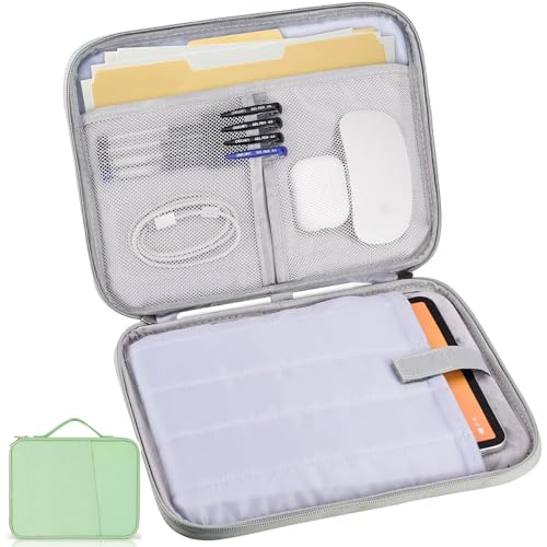 Capa de transporte para tablet de 9 a 11 polegadas, bolsa de viagem acolchoada para iPad Pro de 11 polegadas (M4), iPad 10,9 (10ª geração), iPad Air 11 polegadas (M2), Galaxy Tab S9/S8 (verde