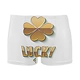 Dallonan Herren Schwimm-Boxershorts, goldfarbenes Kleeblatt, schnelltrocknend, athletischer Badeanzug, Goldenes Kleeblatt, XL Kurz