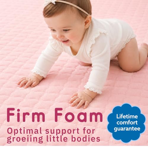Image of Pro Goleem Pack and Play Mattress (38 inchx26 inch), Waterproof Pack n Play Mattress Pad with Carry Bag, Firm Playard Mattress with Soft Cover, for Babies and Toddlers(Pink)
