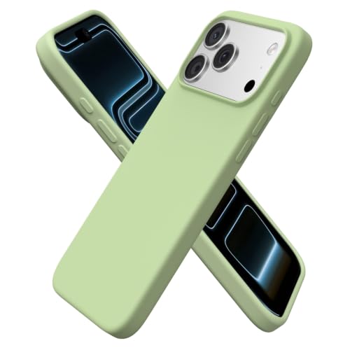 Image of ORNARTO Compatible with iPhone 17 Pro Max Case 6.9 inch, Slim Liquid Silicone 3 Layers Soft Gel Rubber Shockproof Protective Cover with Anti-Scratch Microfiber Lining-Matcha