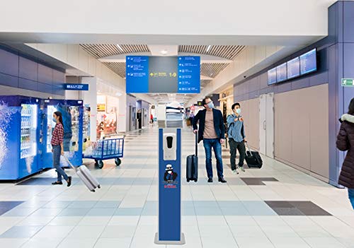 Image of CTA Digital: Premium Locking Sanitizing Station Stand with Acrylic Glove & Mask Box, Contactless Soap /Hand Sanitizer Dispenser & Graphic Card Slot for Custom Branding, White (SAN-STT2W)