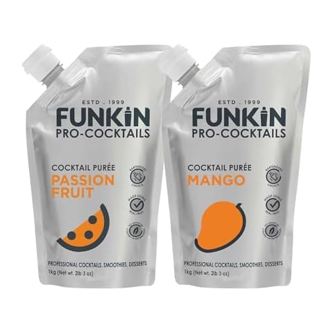 Funkin Puree Twin Pack Bundle | Passion Fruit and Mango | Real Fresh Fruit for Cocktails, Drinks, Smoothies, Cooking | No Added Preservatives or Flavorings (2.2 lbs) Cover