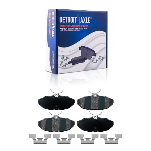 Image of Detroit Axle - Rear Brake Pads for Ford Thunderbird Dodge Viper Jaguar S-Type Vanden Plas XJ8 Lincoln LS Ceramic Brake Pads w /Hardware Replacement