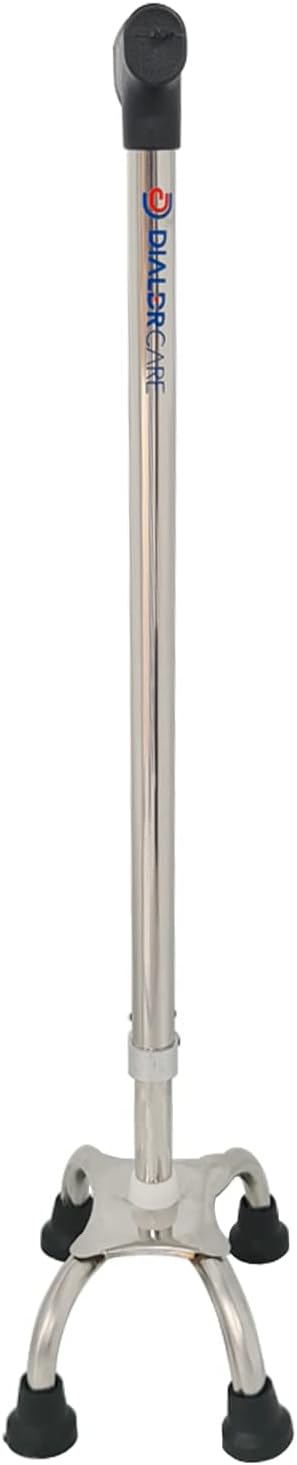 Mobility Aid Folding Walking Stick with Small 4 Leg Base, Comfortable Handle for Elderly, Seniors, Disabled