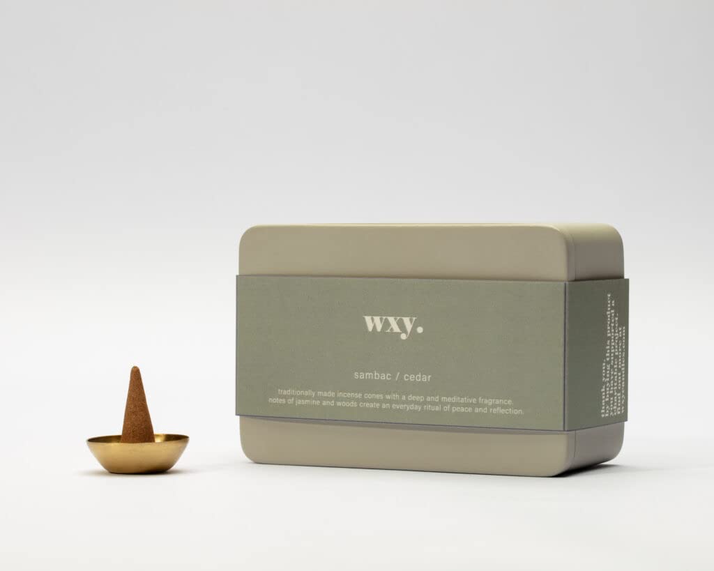 WXY. Incense Cones & Holder - Sambac & Cedar