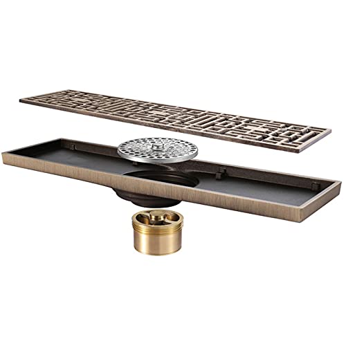 ANKROYU Kupfer Duschablauf 10x10cm - Gebürstet Gold Mit Sieb
