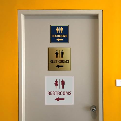 Panneau WC flèche gauche carré pour restaurant et bureau - 5