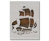 Pirate Ship Stencil Sailing Sail Boat Template Reusable for Painting on Walls, Wood, Arts and Crafts (771) - 5.5 x 8.5 Inches