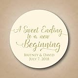 A Sweet Ending to a new Beginning Wedding Stickers
