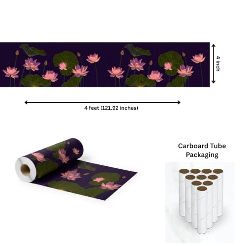 Image of Decorative Peel and Stick Wall Border Sticker 4 Inch x 4 Feet | Waterproof Self Adhesive PVC Wallpaper Border | Floral, Vintage & Traditional Designs | Wall Trim for Home Decor, VWB6